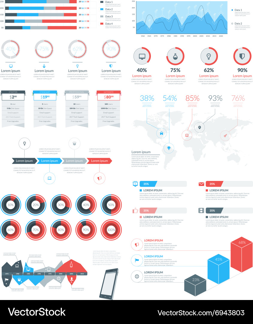 Set infographic elements and objects vector image