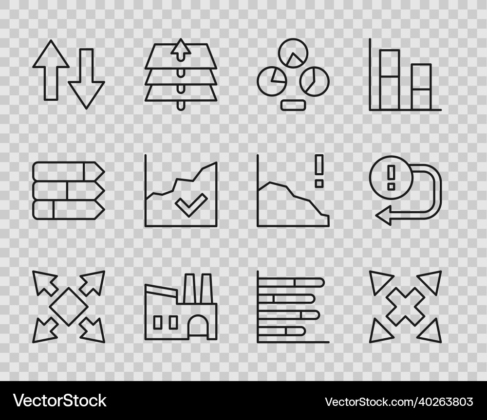 Set line many ways directional arrow pie chart Set line many ways directional arrow pie chart Vector Image