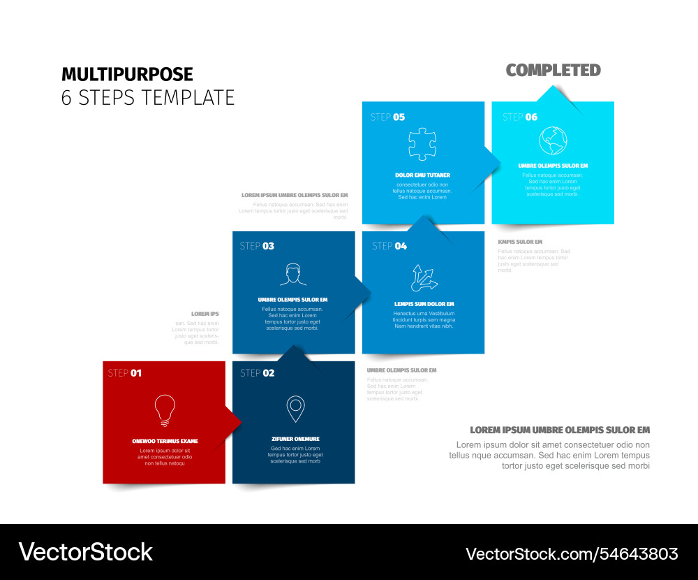 Six steps simple procedure layout template Six steps simple procedure layout template vector image