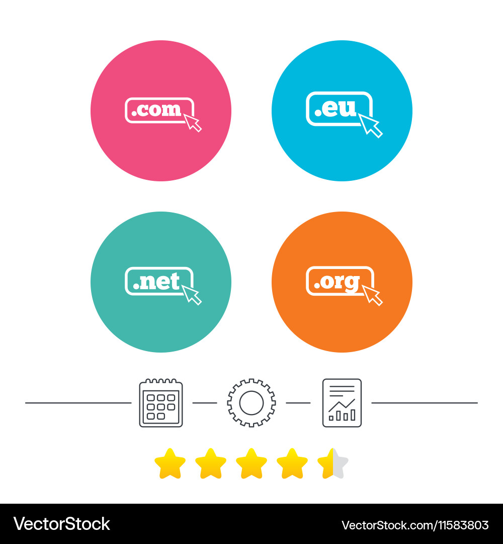 Top-level domains signs com eu net and org Vector Image