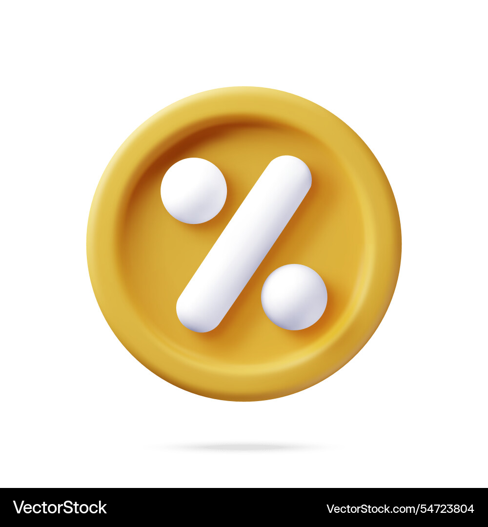3d percent sign in gold coin isolated 3d percent sign in gold coin isolated vector image