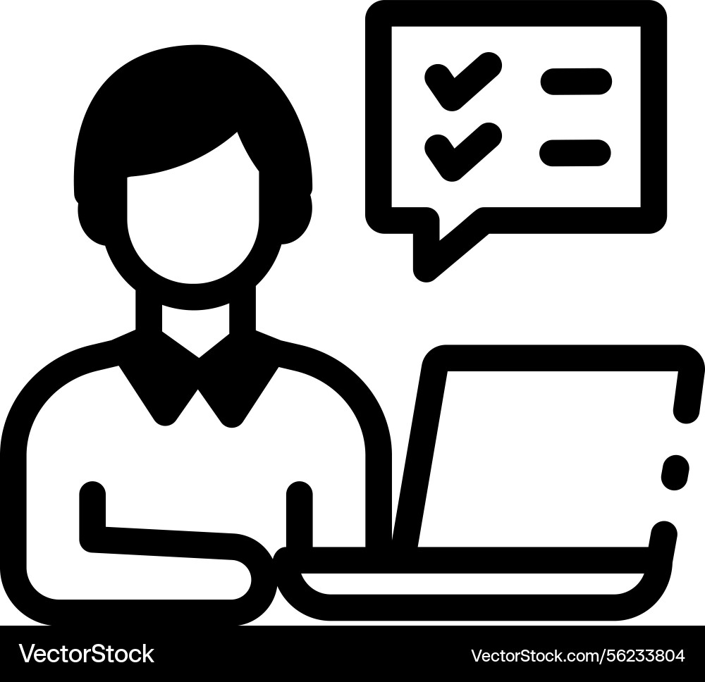 A student doing an online assignment line style i Vector Image