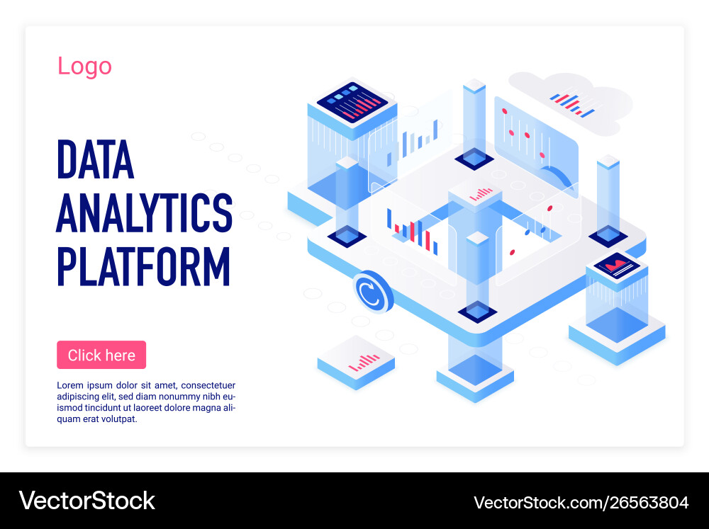 Data Analytics Isometric Platform vector image