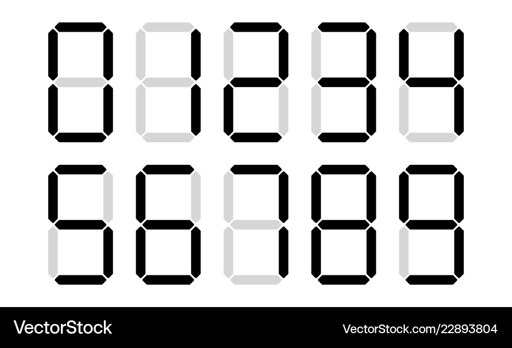 Digital numbers digits display Digital numbers digits display vector image