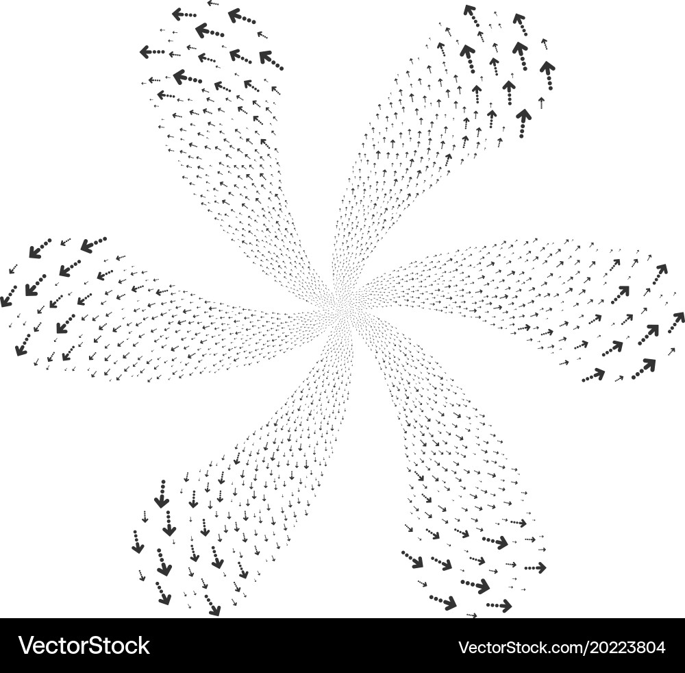 Dotted arrow curl explosion Vector Image