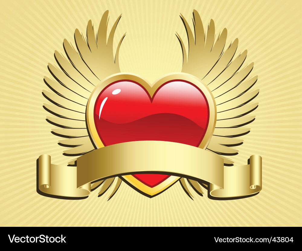 Elegant Winged Heart with Scroll vector image