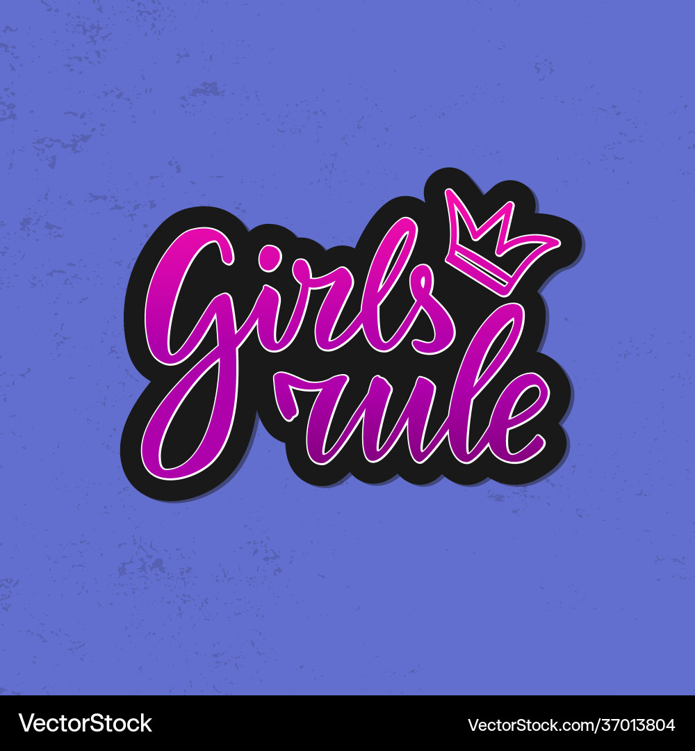 Girls rule black sticker with pink lettering Girls rule black sticker with pink lettering vector image
