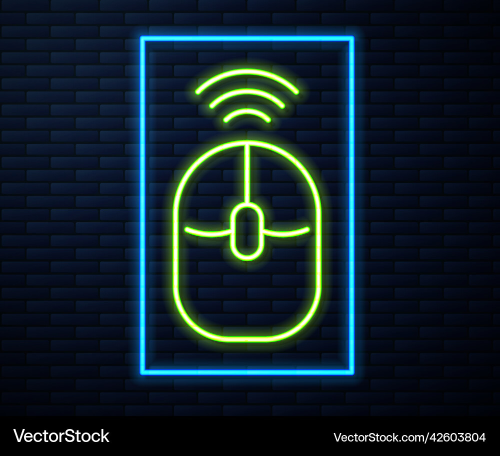 Glowing neon line wireless computer mouse icon Glowing neon line wireless computer mouse icon vector image