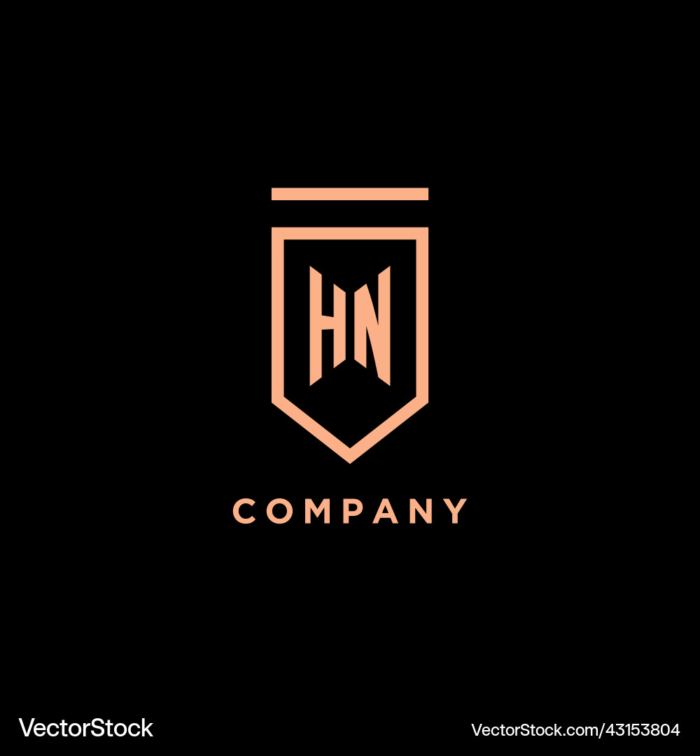 Hn monogram initial with shield logo design icon Vector Image