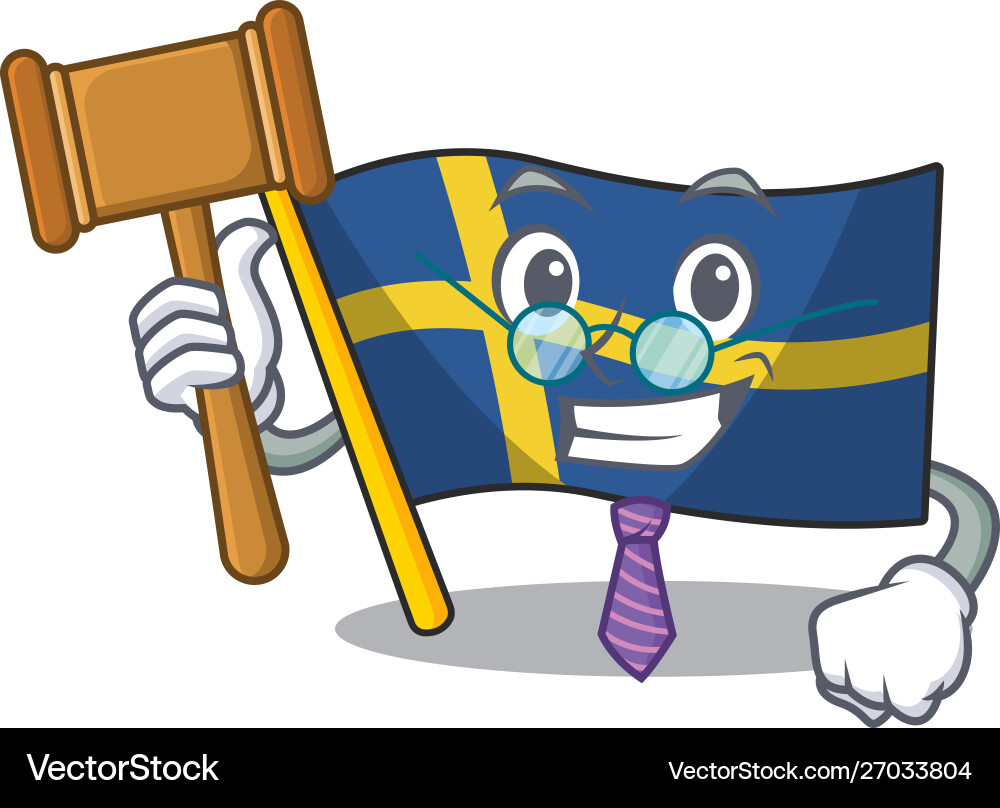 Judge swede flags flutter on character pole vector image