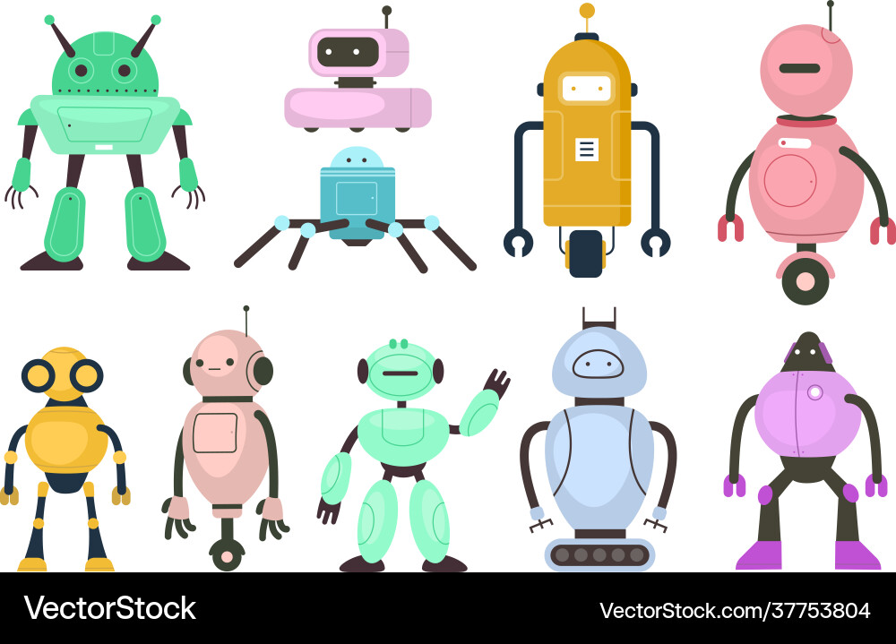 Kids robots electronic toys different vector image