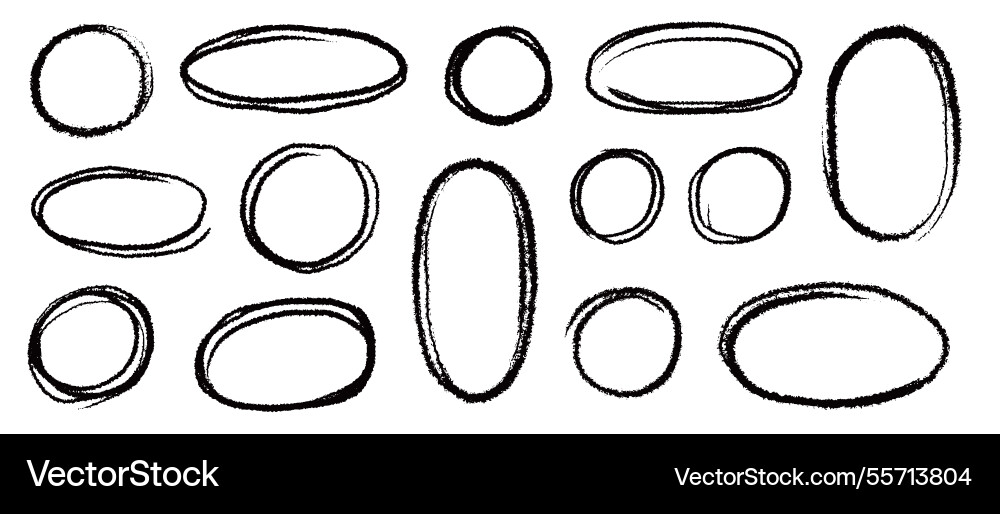 Marker Scribble Circle Set Vector Image