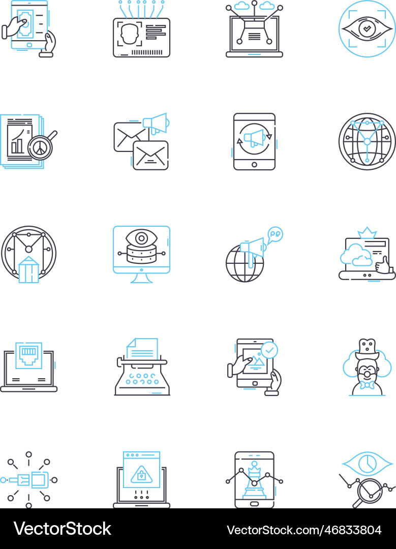 Market forecasting linear icons set prediction Market forecasting linear icons set prediction vector image
