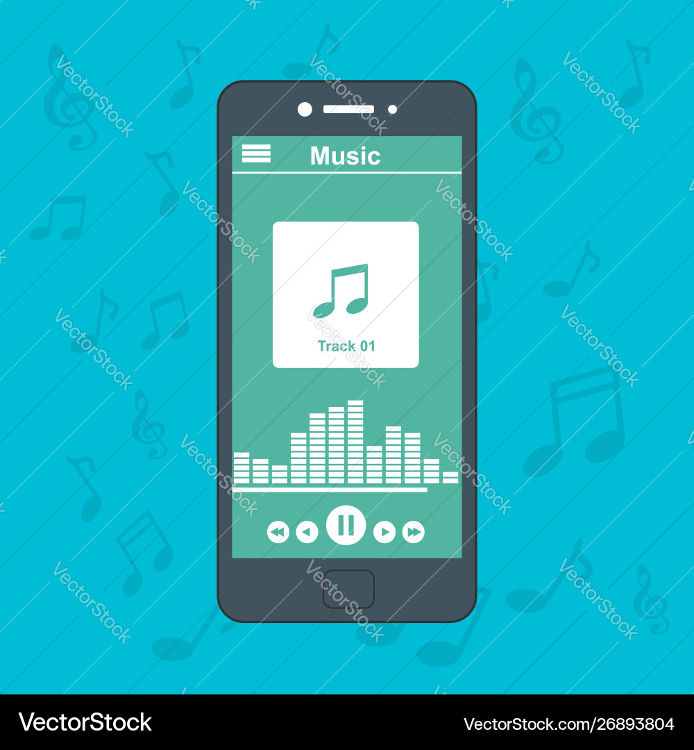Media player application app template with flat Media player application app template with flat vector image