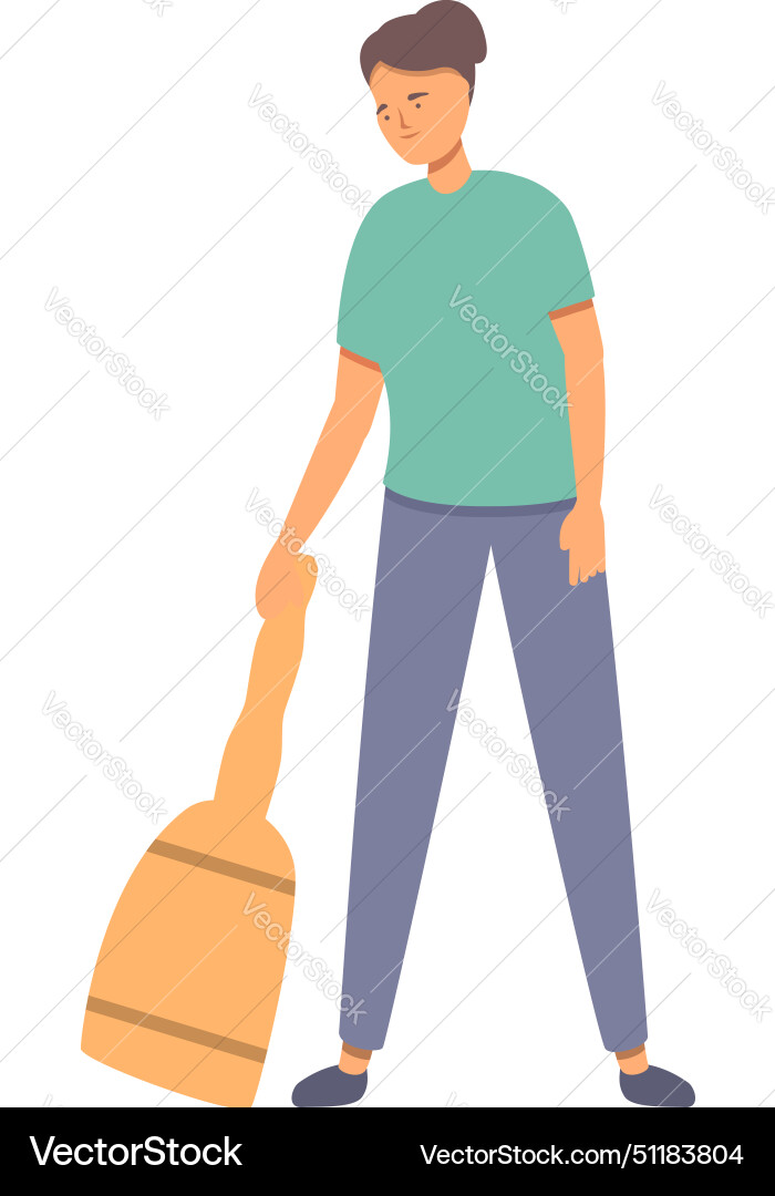 Mom sweeps floor icon cartoon room Mom sweeps floor icon cartoon room vector image