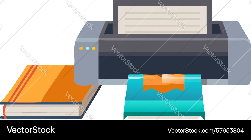 Office Printer with Books and Output vector image
