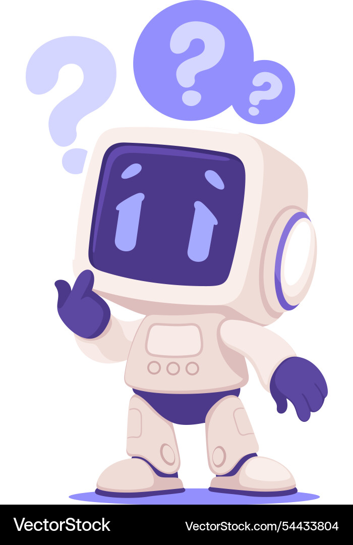 Robot character thinking as smart android Robot character thinking as smart android vector image