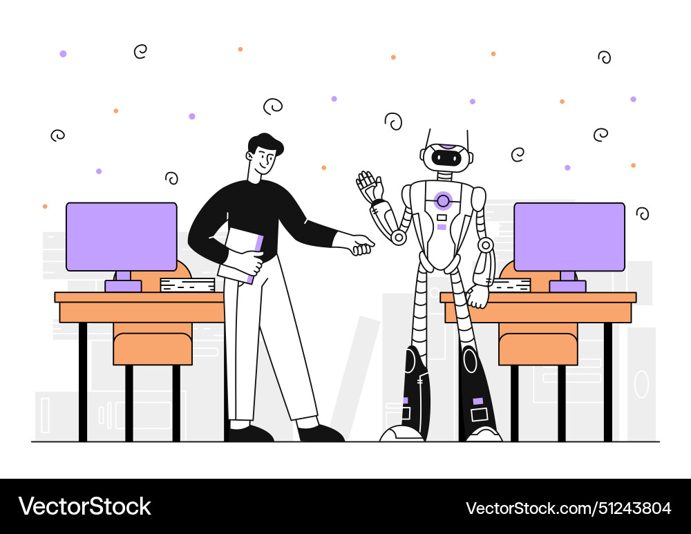Robot in office simple Robot in office simple vector image