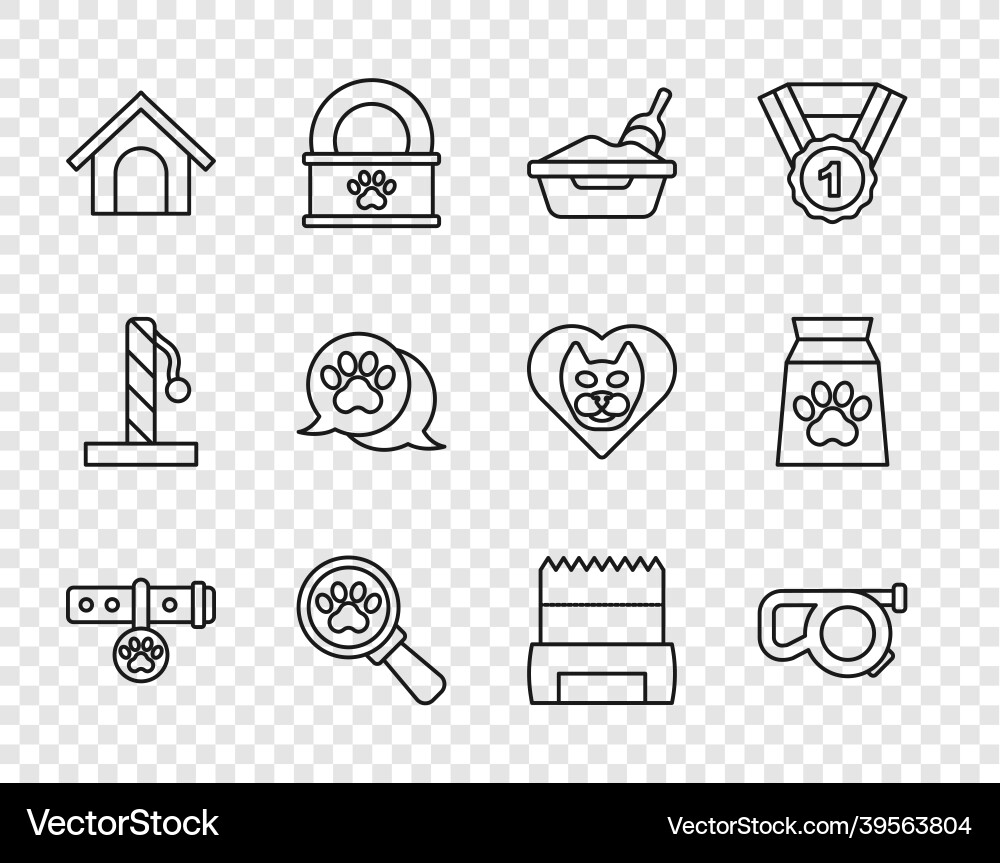Set line collar with name tag retractable cord Vector Image