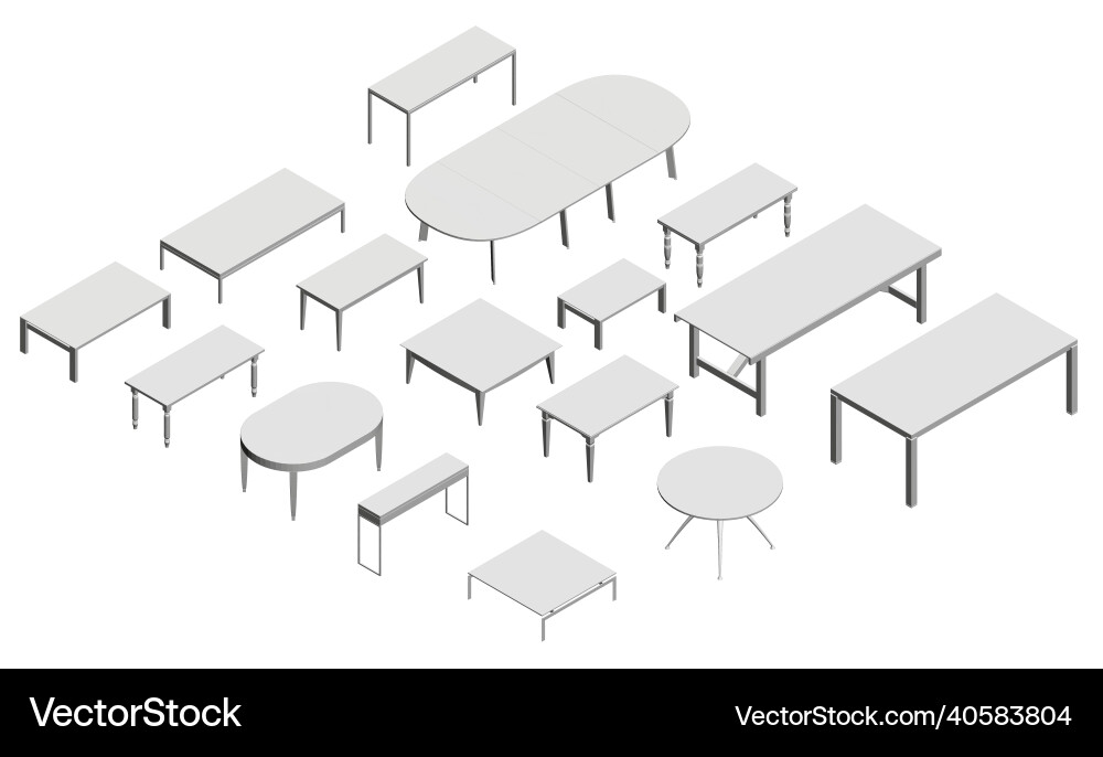 Set with white tables isolated on background Set with white tables isolated on background Vector Image