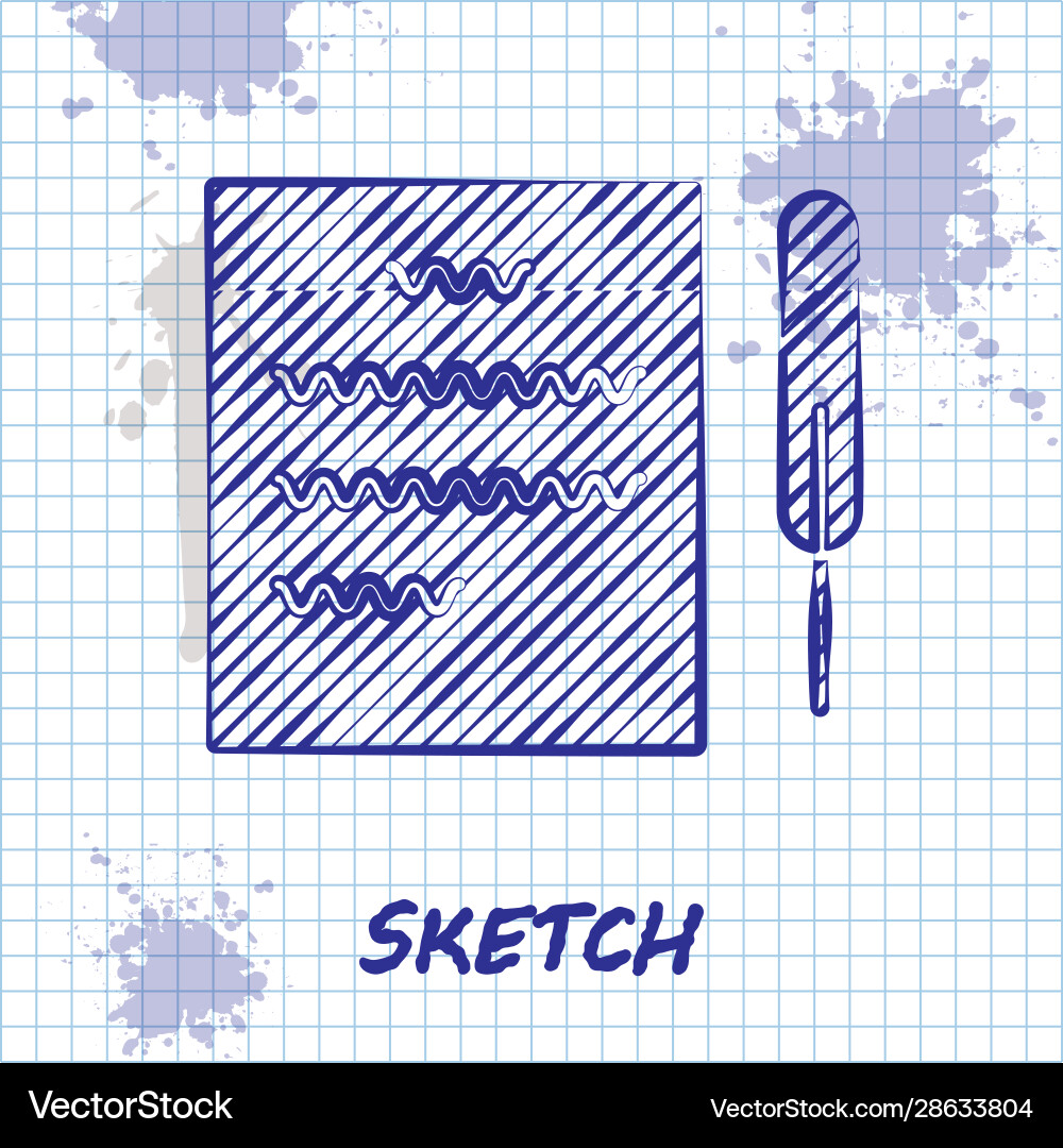 Sketch line feather pen and paper scroll icon Sketch line feather pen and paper scroll icon vector image