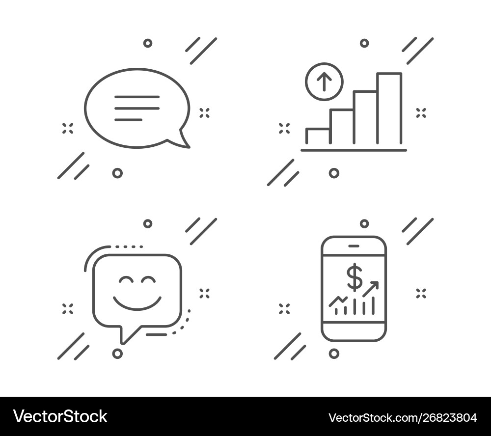 Smile face chat and graph chart icons set mobile Smile face chat and graph chart icons set mobile vector image