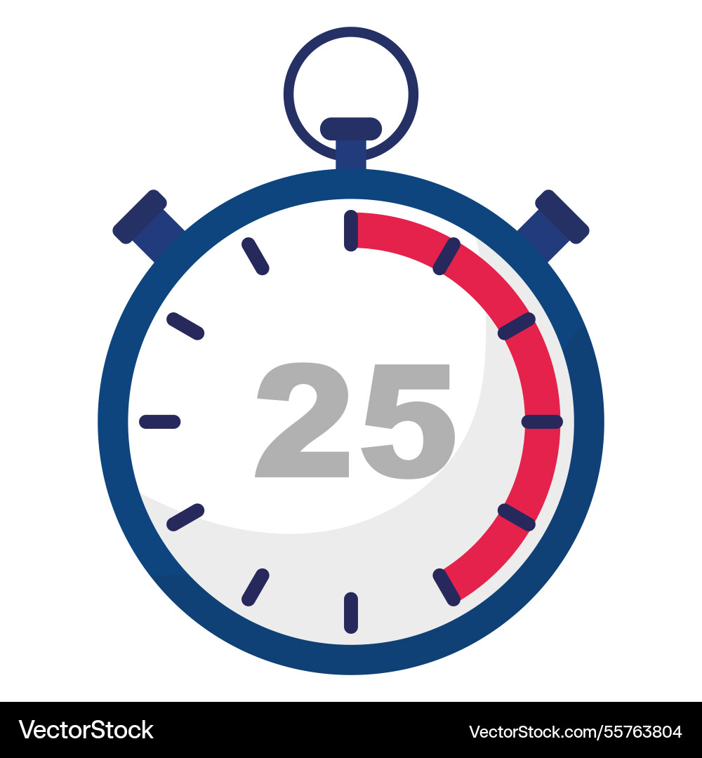 Stopwatch icon number twenty five time countdown vector image