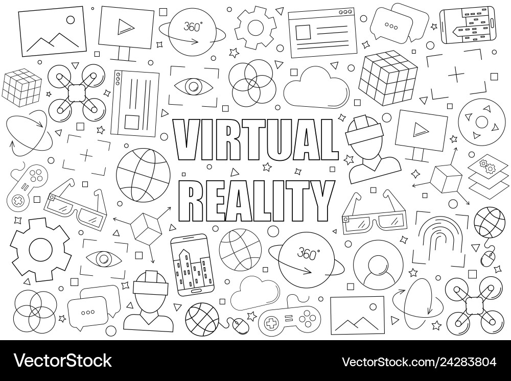 Virtual reality background from line icon Vector Image