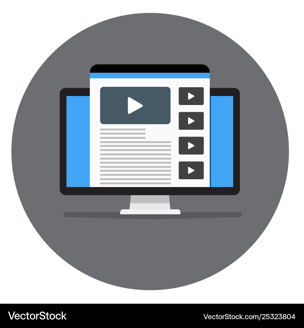 Web page with video on monitor image a site Web page with video on monitor image a site vector image
