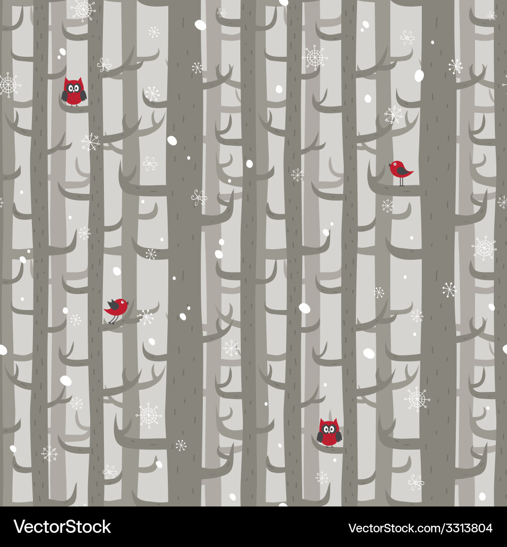 Winter Forest Seamless Pattern vector image