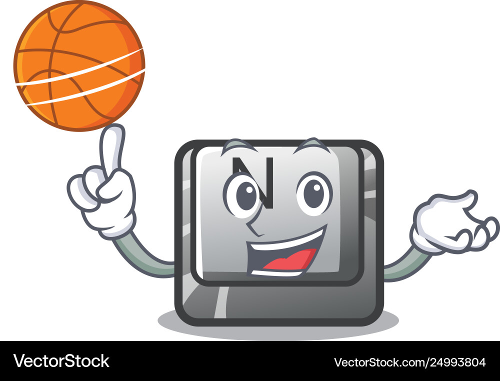 With basketball button n on a game character vector image