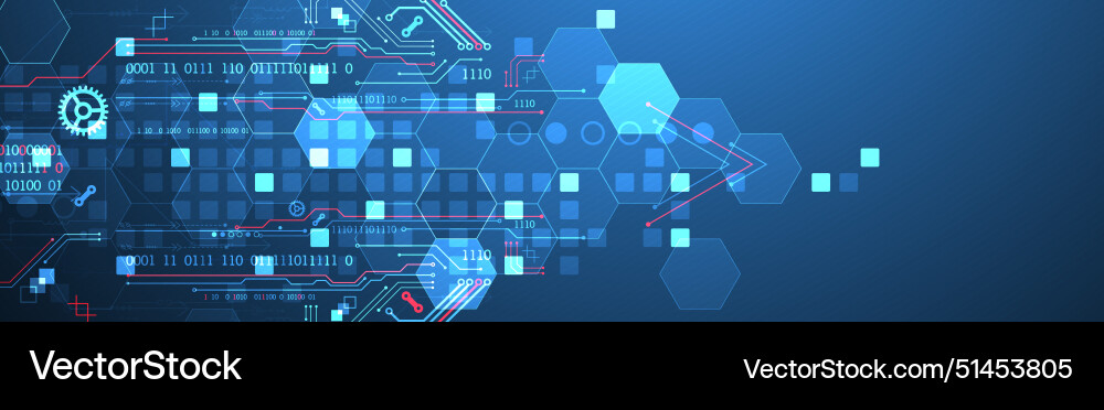 Abstract circuit board and hexagons on gradient Abstract circuit board and hexagons on gradient vector image
