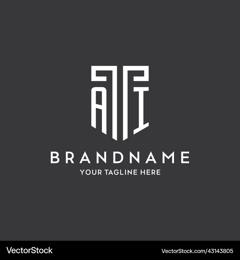 Ai monogram initial name with shield shape icon Ai monogram initial name with shield shape icon Vector Image