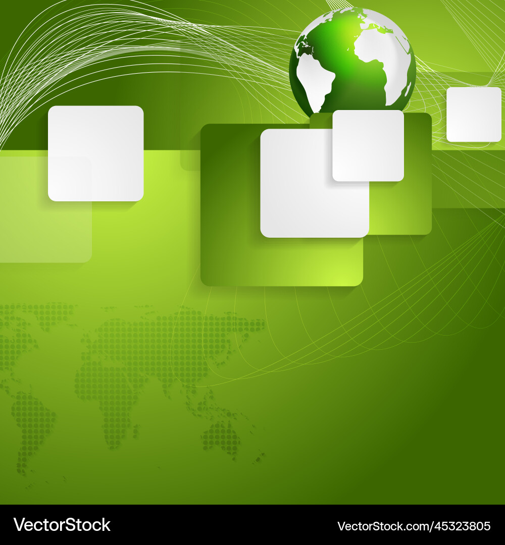 Bright tech background with globe and squares Bright tech background with globe and squares vector image