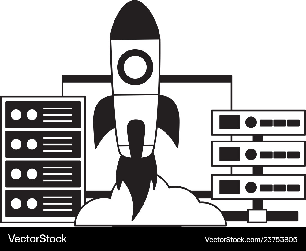 Computer database center cpu startup vector image