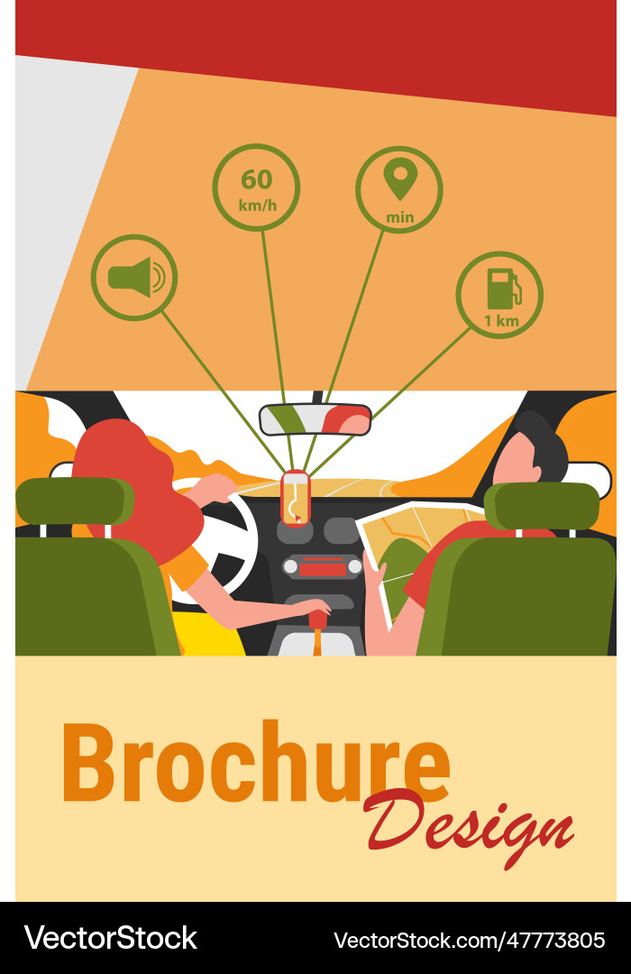 Driver and passenger navigating on road within map Vector Image