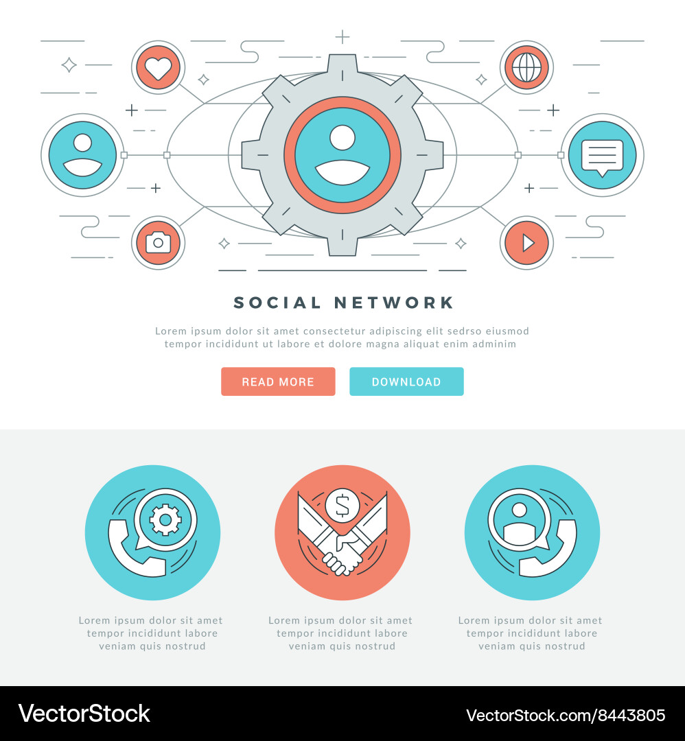 Flat line business concept web site header vector image