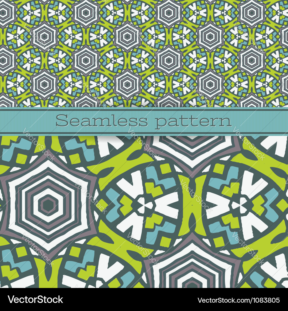 Floral Seamless Pattern - Green & White vector image