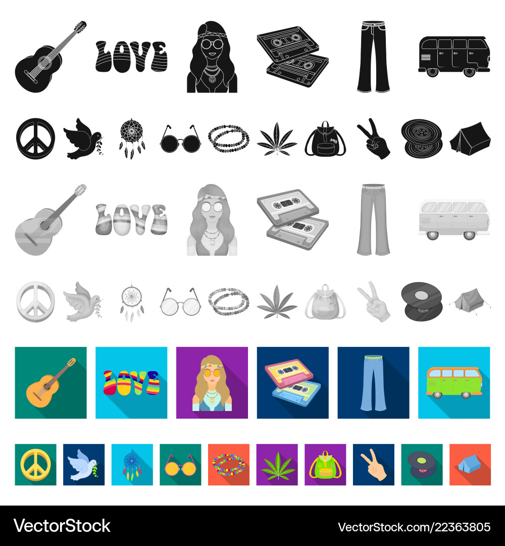 Happy and attribute flat icons in set collection Vector Image