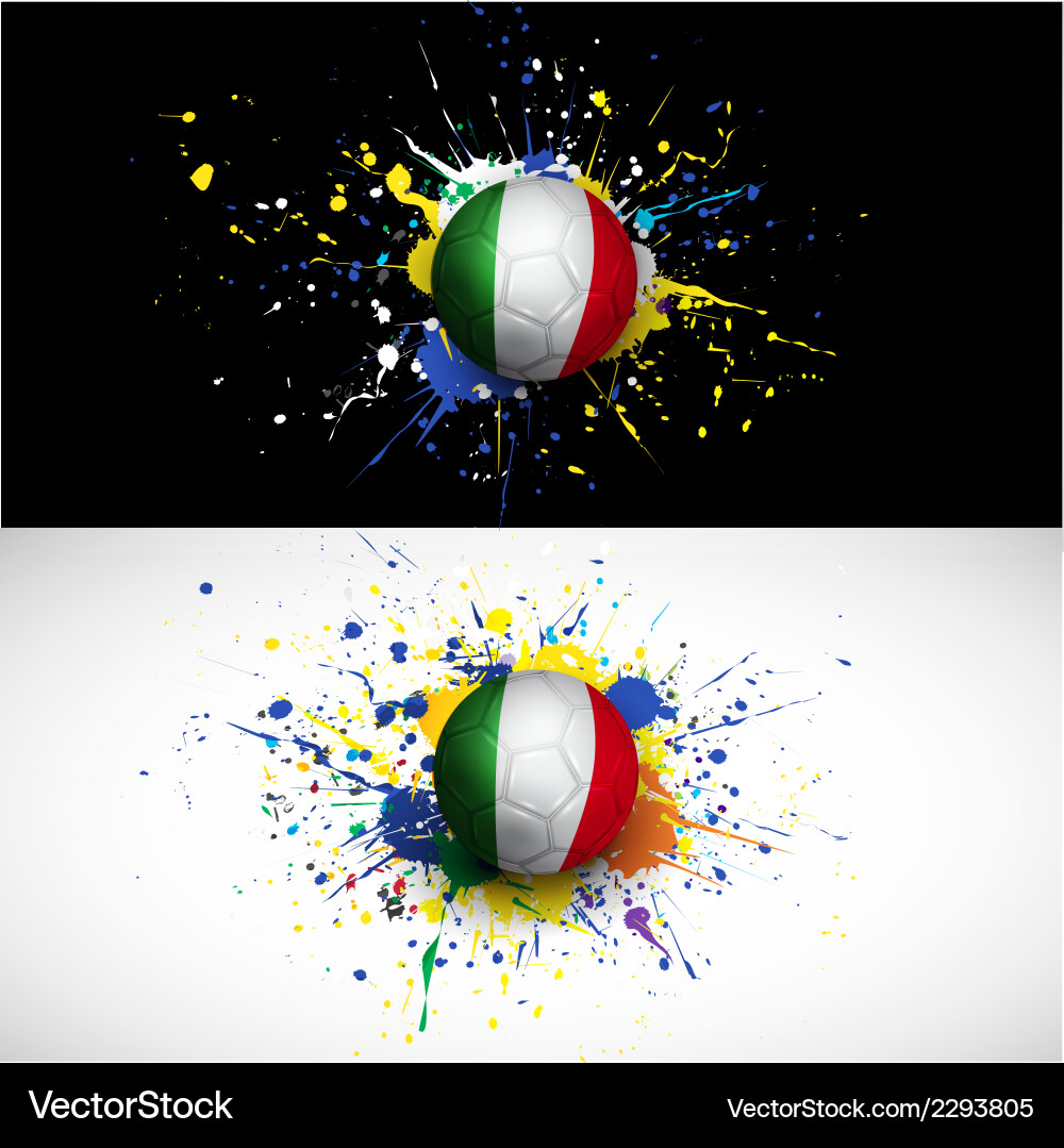 Italien-Flagge mit Fußball-Ball-Dash auf bunt Vektorbild