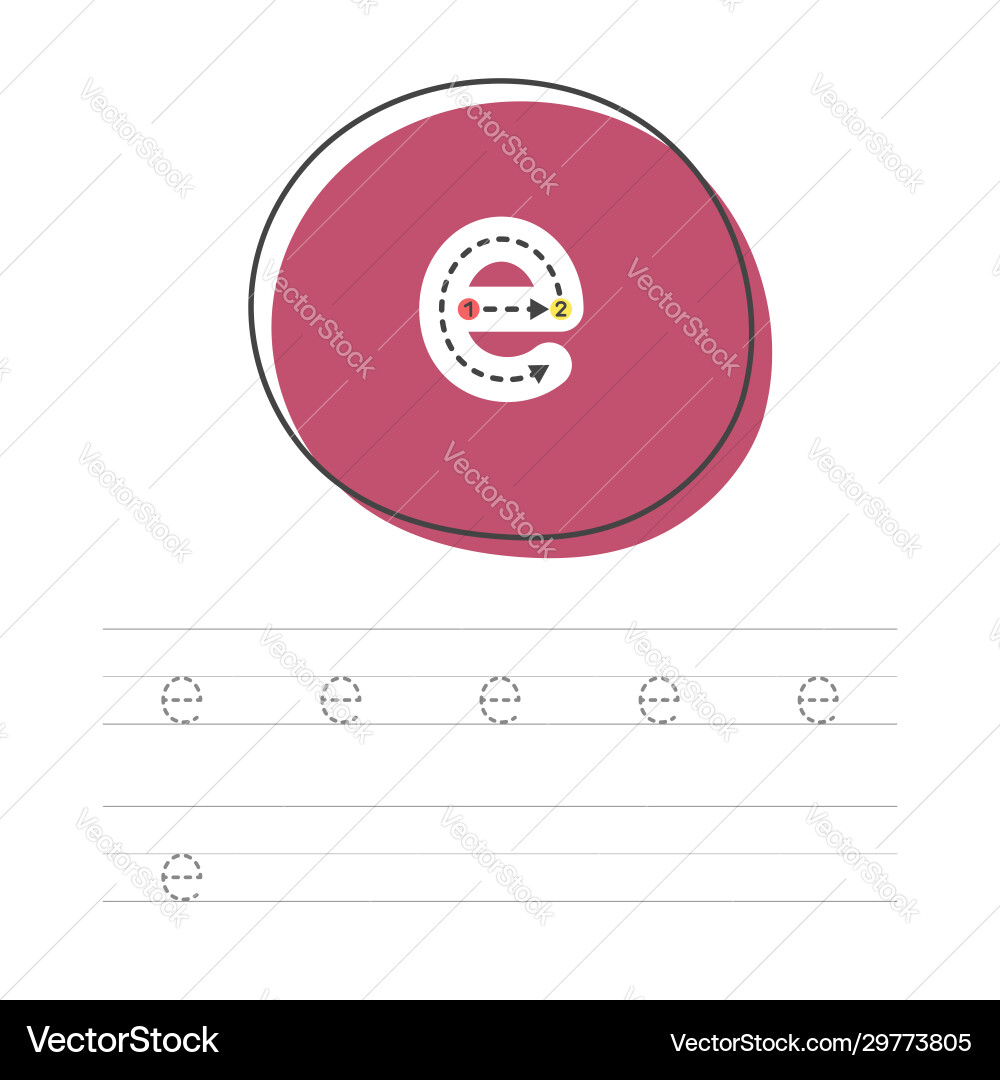 Learning to write e small Learning to write e small vector image