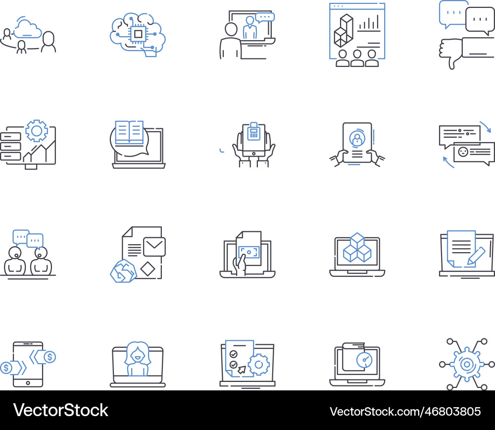 Lecturing line icons collection speaking vector image