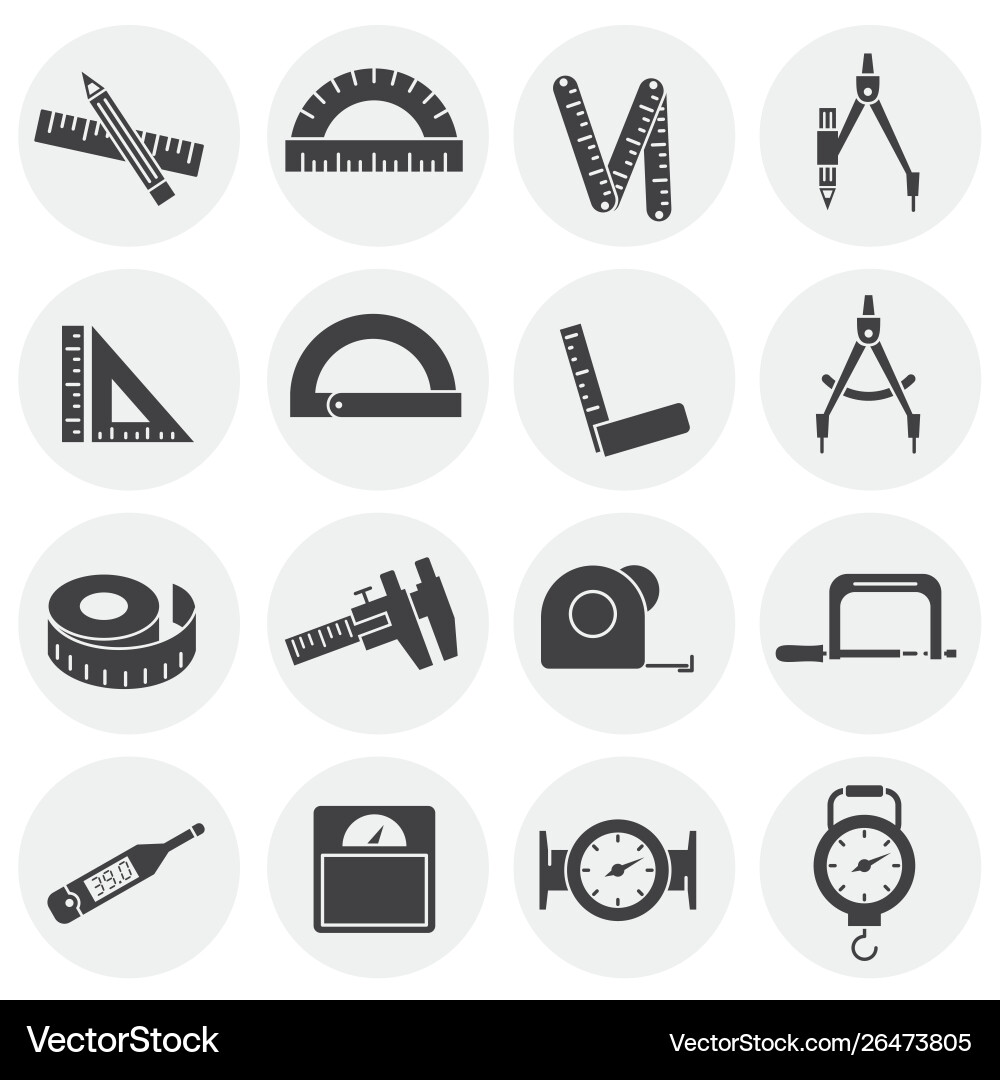 Measuring tool related icons set on background Measuring tool related icons set on background vector image