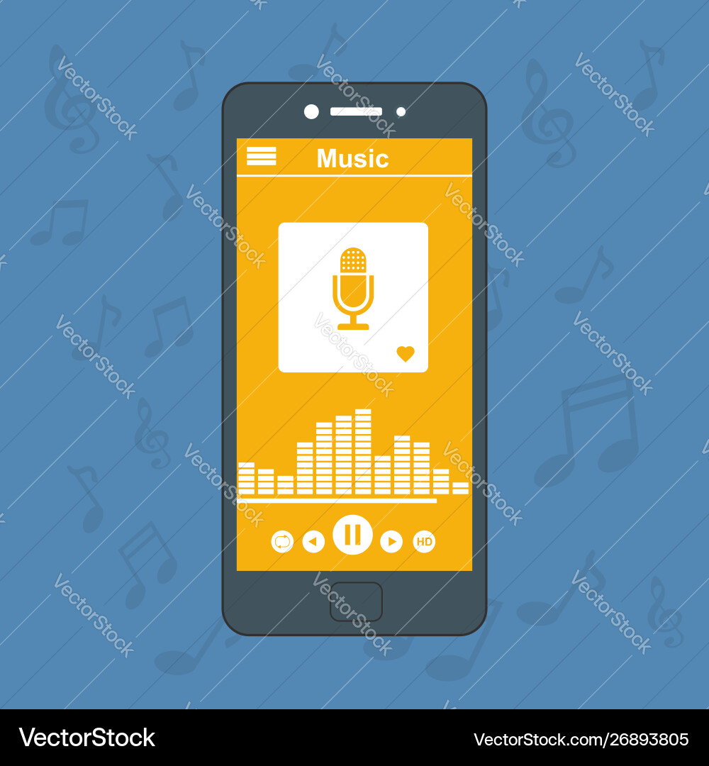 Media player application app template with flat Media player application app template with flat vector image