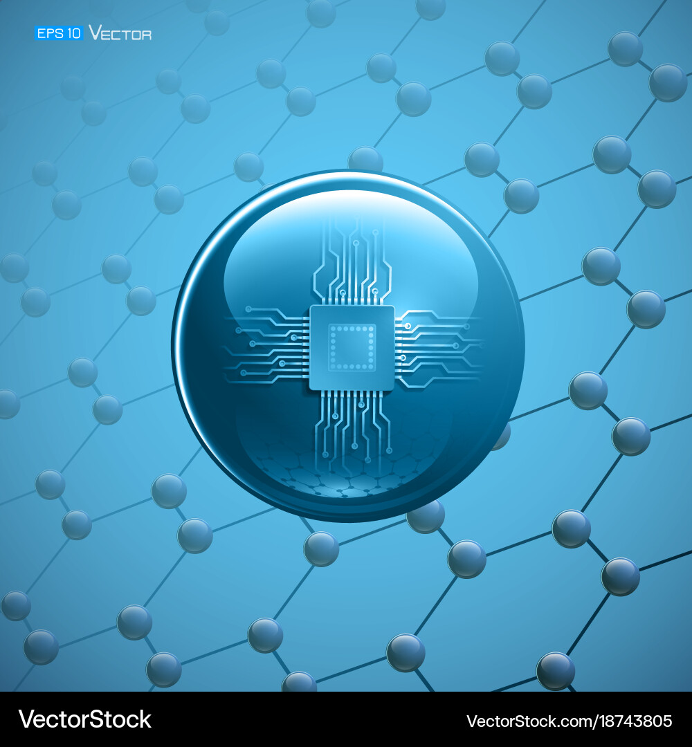 Molecular particle with microchip Vector Image