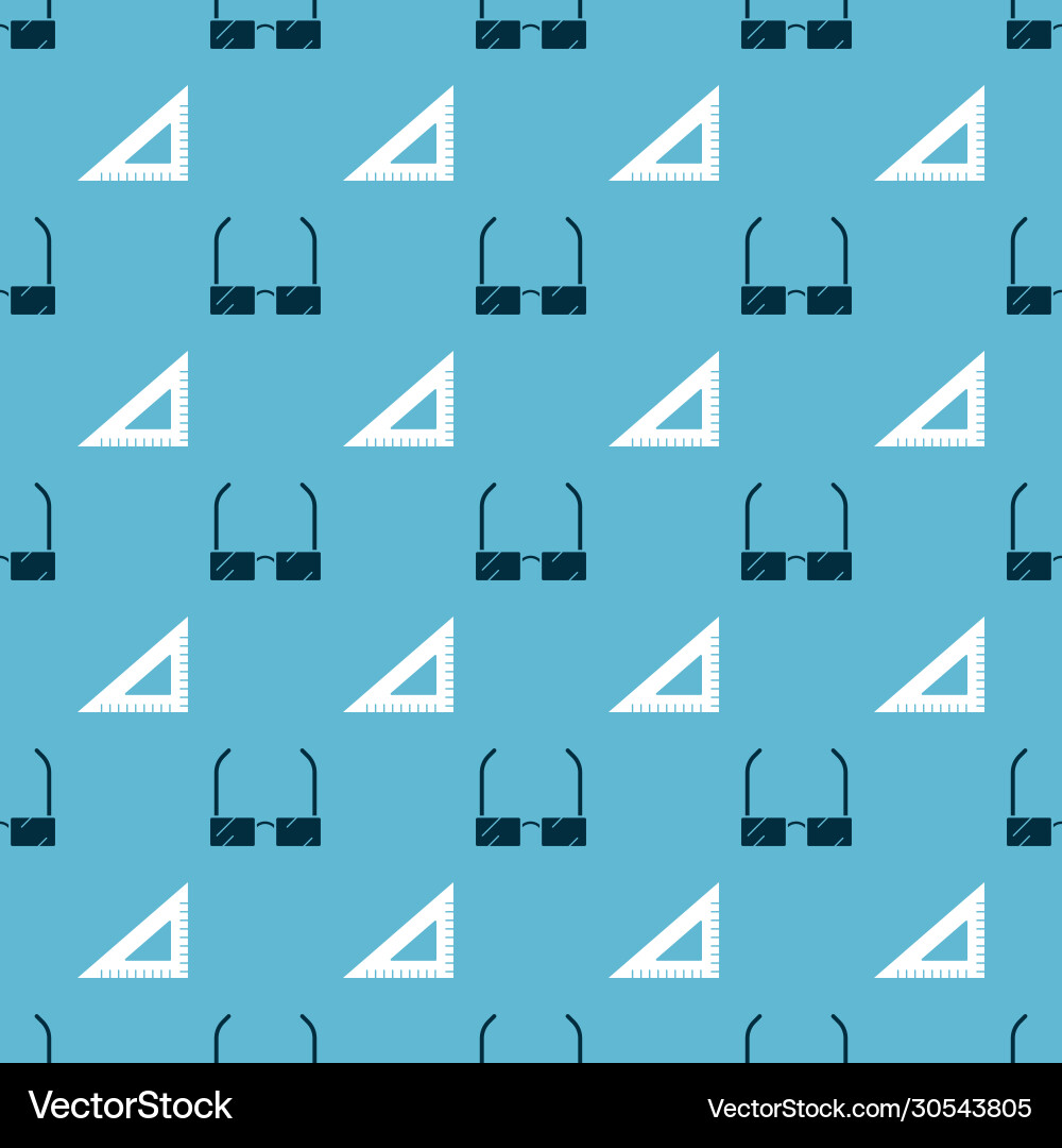 Set glasses and triangular ruler on seamless Set glasses and triangular ruler on seamless Vector Image