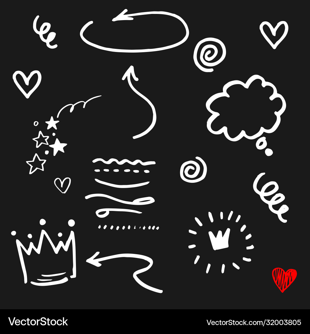Set hand drawn abstract design elements vector image