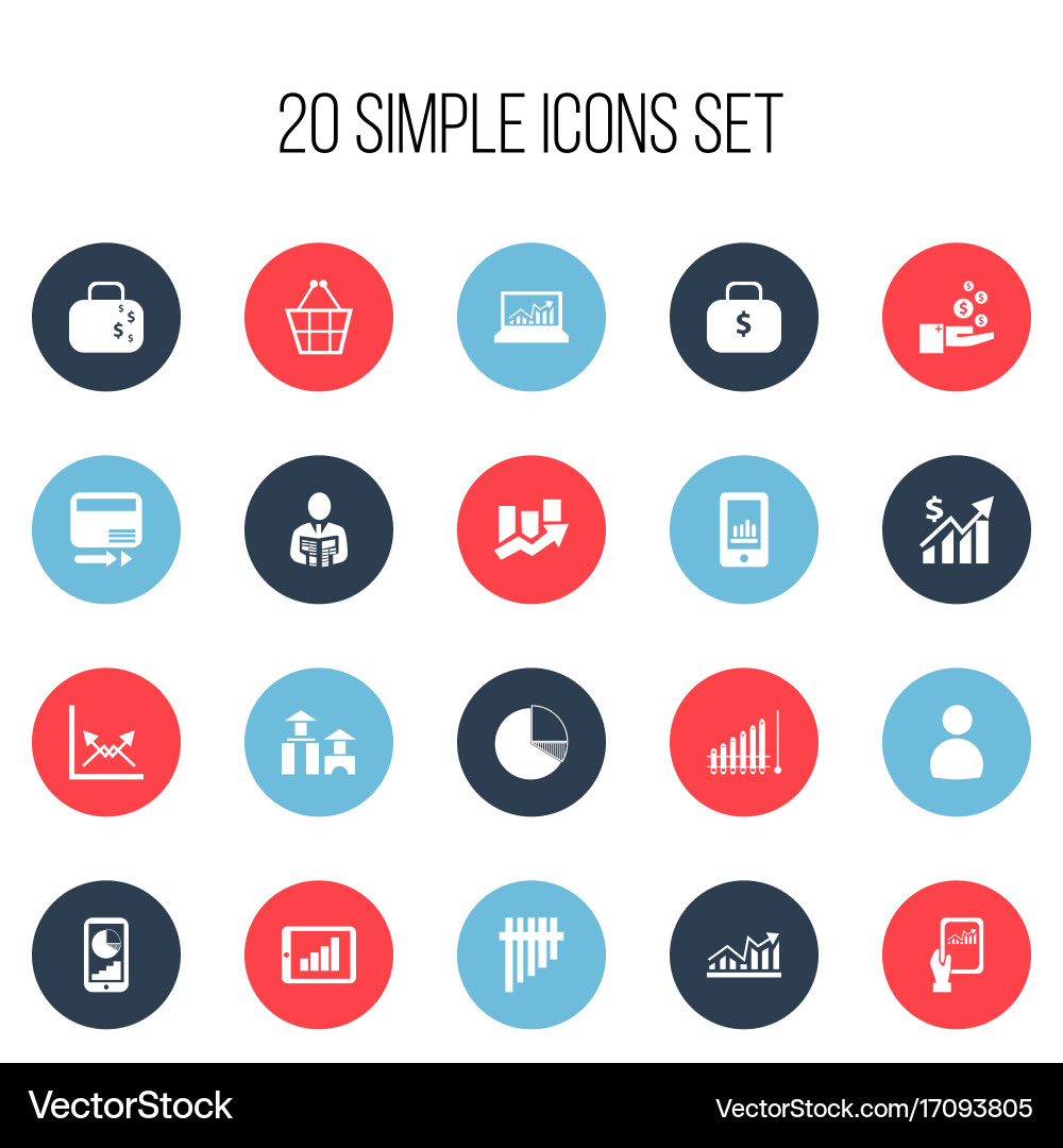 Set of 20 editable statistic icons includes vector image