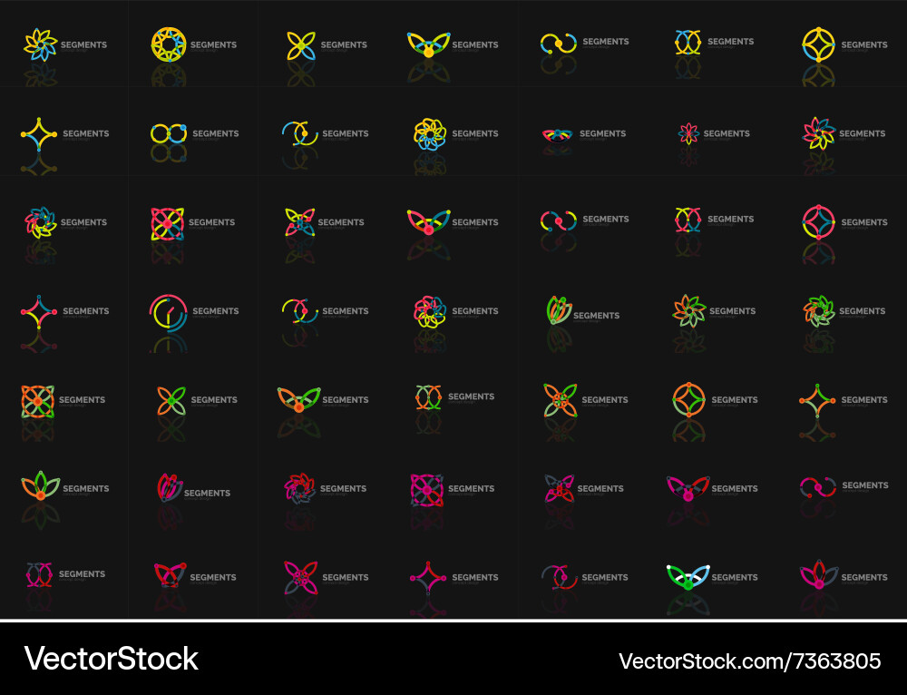 Set of linear abstract logos swirl circle Vector Image