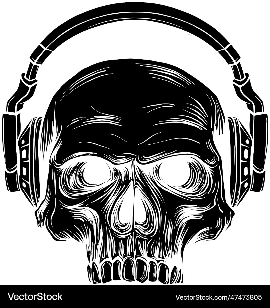 Skull Headphones Silhouette Vector Image